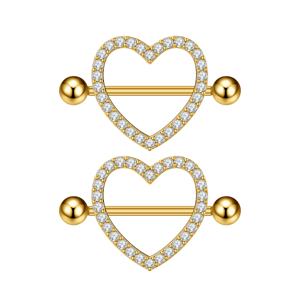 Body Jewelry Nipple Rings - 2개 세트 양쪽 나사형 하트 니플