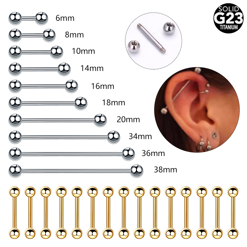 Body Jewelry Nipple Rings - 티타늄 외부 스레드 혀 나선 피어싱,