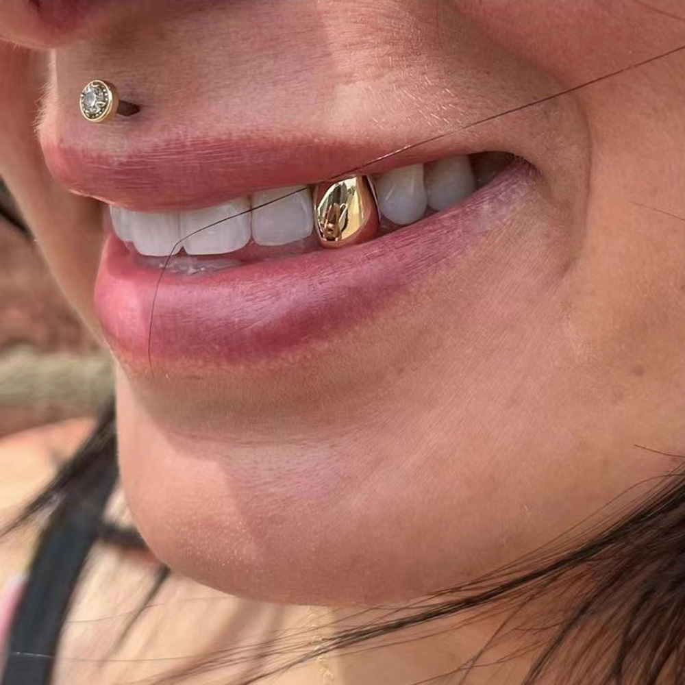 Body Jewelry Gold Plated - RACHELZ 힙합 클래식 단일 치아 Grillz