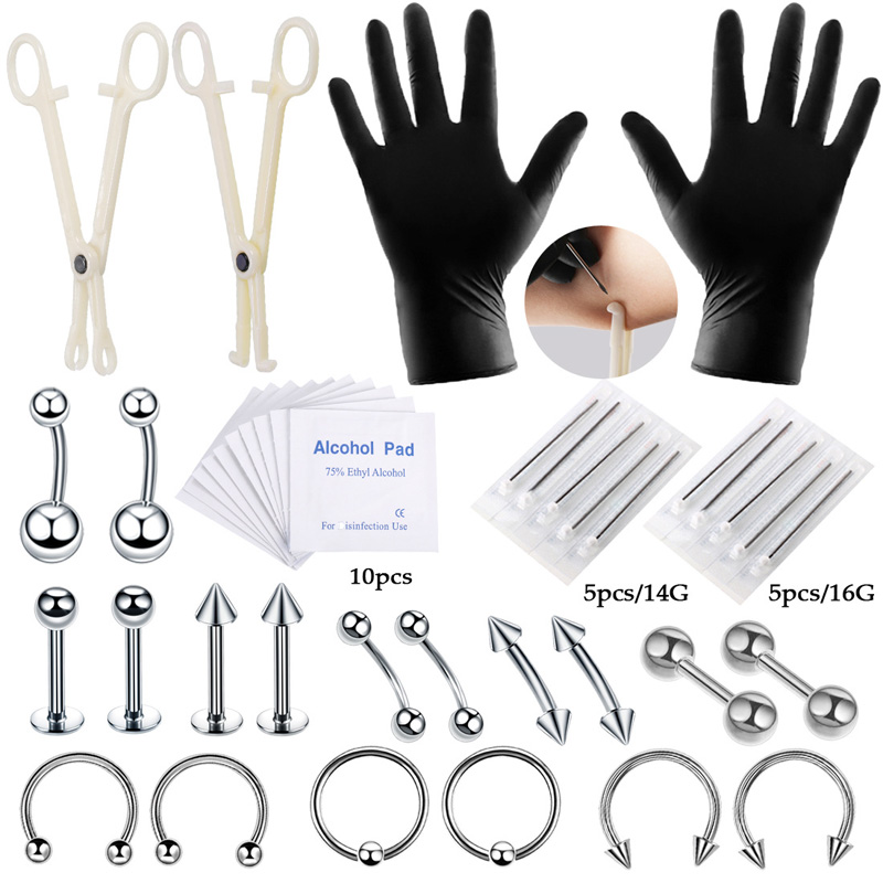 Body Jewelry Nipple Rings - 바디 피어싱 도구 키트, 바늘 클램프