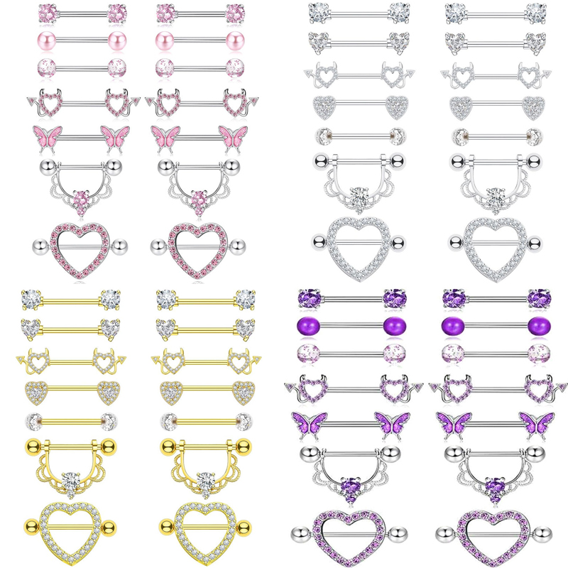 Body Jewelry Nipple Rings - 세련된 스테인리스 스틸 지르콘 하트 모양의
