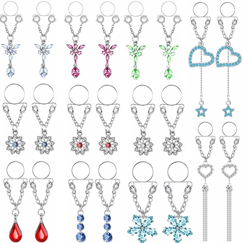 Body Jewelry Nipple Rings - 새로운 1쌍 섹시한 태슬 크리스탈 나비