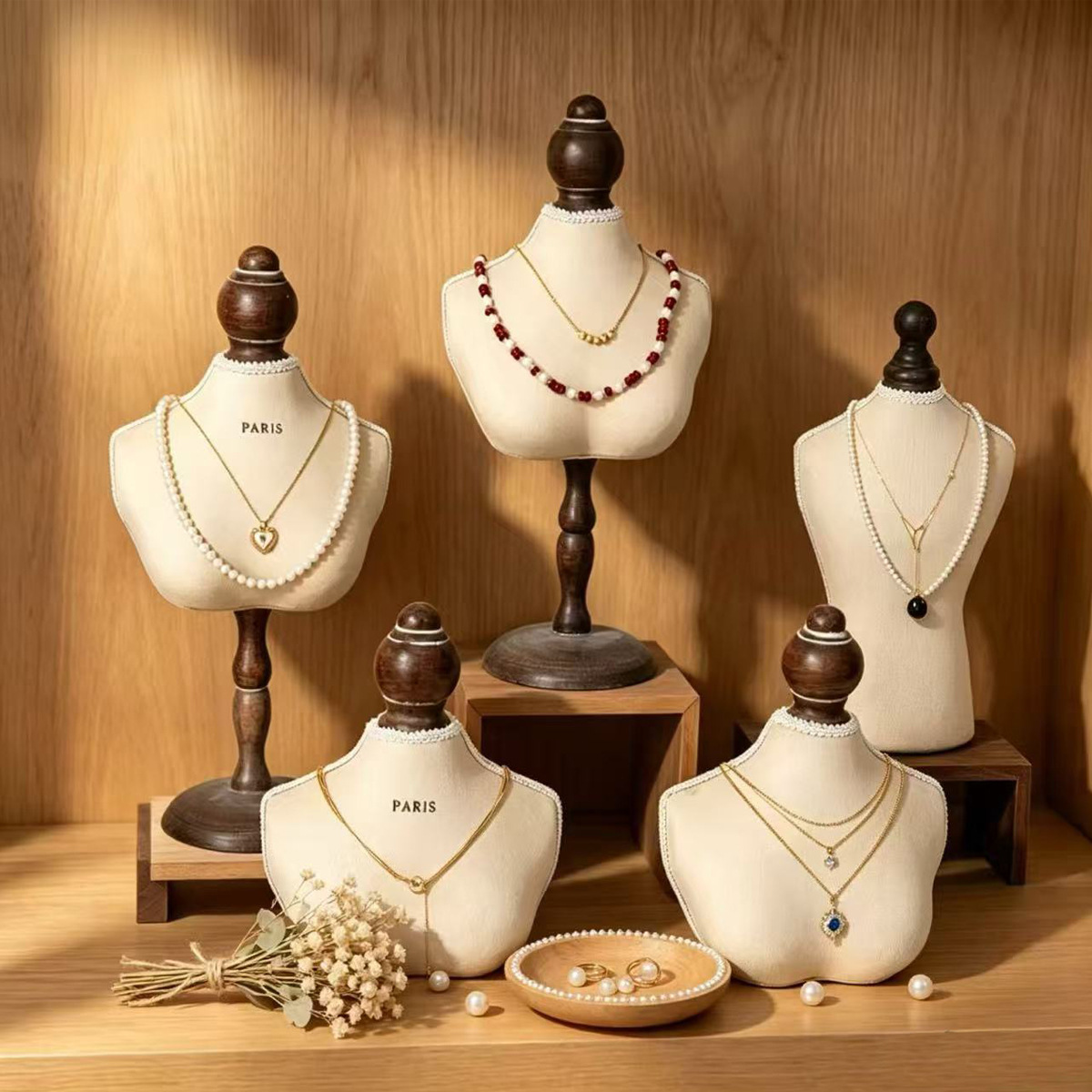 Body Jewelry Holder - 빈티지 나무 목걸이 디스플레이 마네킹 스탠드