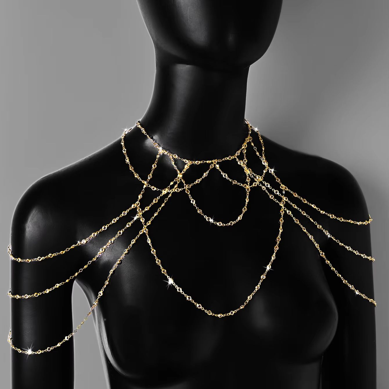 골드 실버 도금 멀티 레이어 CZ 바디 체인, 여성용  - Body Jewelry Gold Plated 리뷰 및 가격