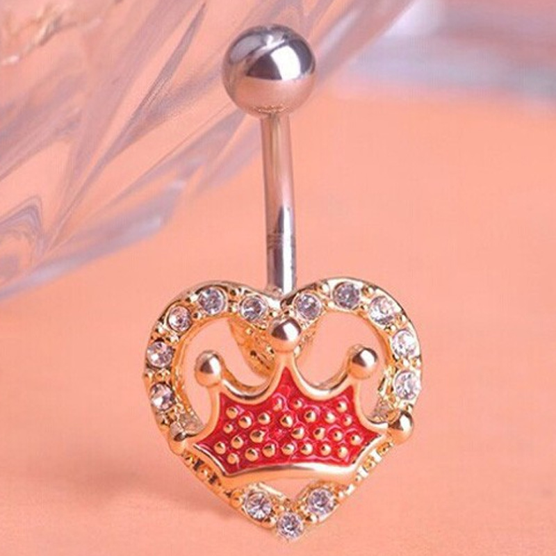 Zlxgirl 패션 여성 섹스 레드 크라운 모양 배꼽  - Body Jewelry Brands 리뷰 및 가격