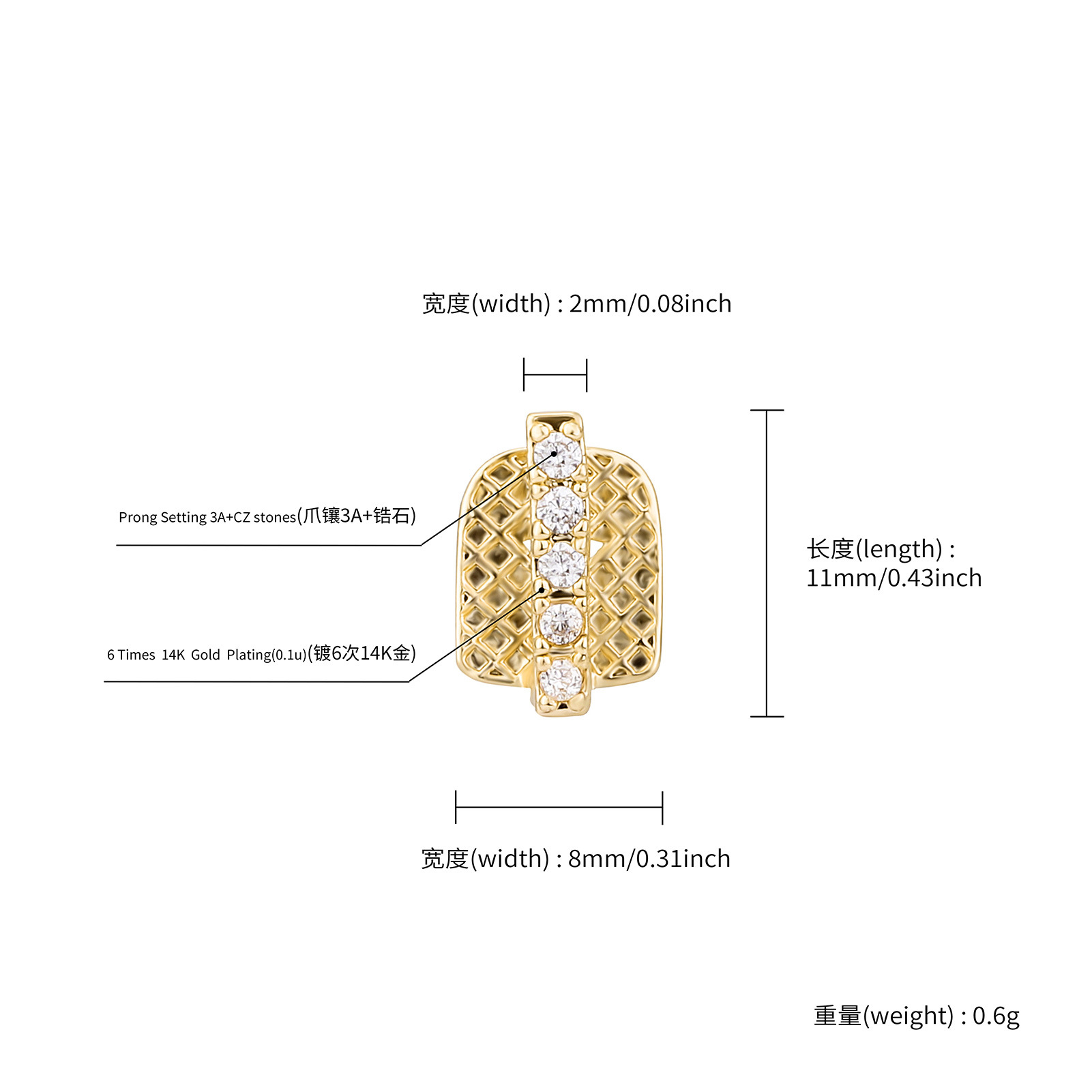 RACHELZ 힙합 싱글 CZ 스톤 수직 바 치아 그릴 - Body Jewelry Gold Plated 리뷰 및 가격