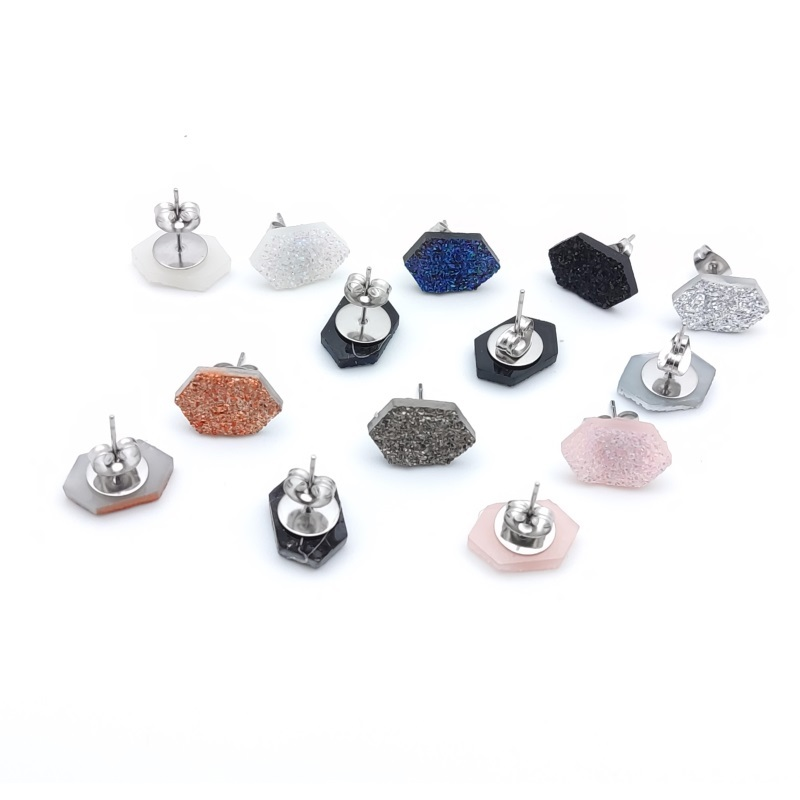 주간 스테인레스 스틸 스터드 미니 수지 Druzy 육각 - Body Jewelry Brands 리뷰 및 가격