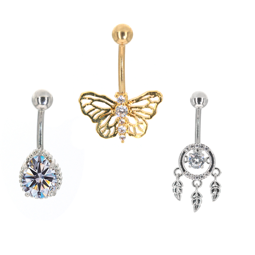 나비 섹시한 매달리는 배꼽 배꼽 링, 14G 하트 브랜 - Body Jewelry Brands 리뷰 및 가격