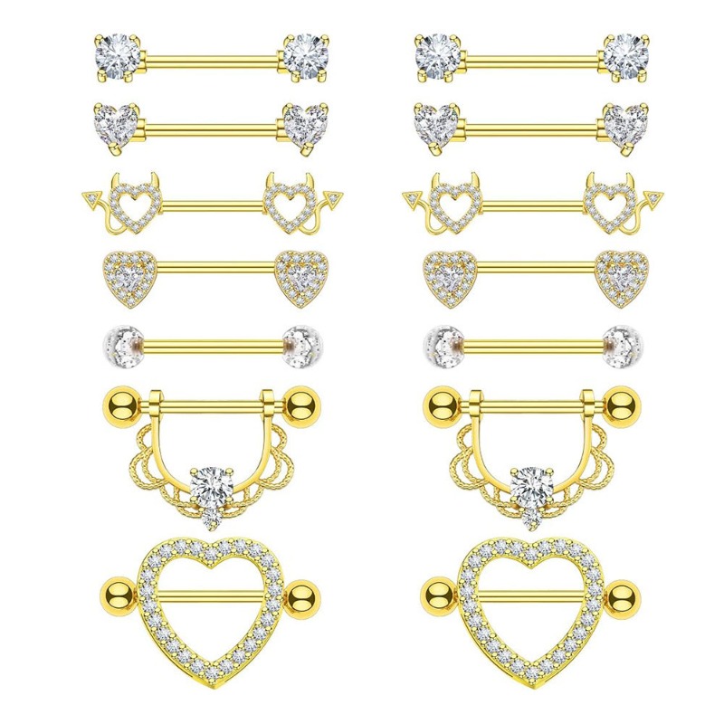 세련된 스테인리스 스틸 지르콘 하트 모양의 유두 피어싱 - Body Jewelry Nipple Rings 리뷰 및 가격