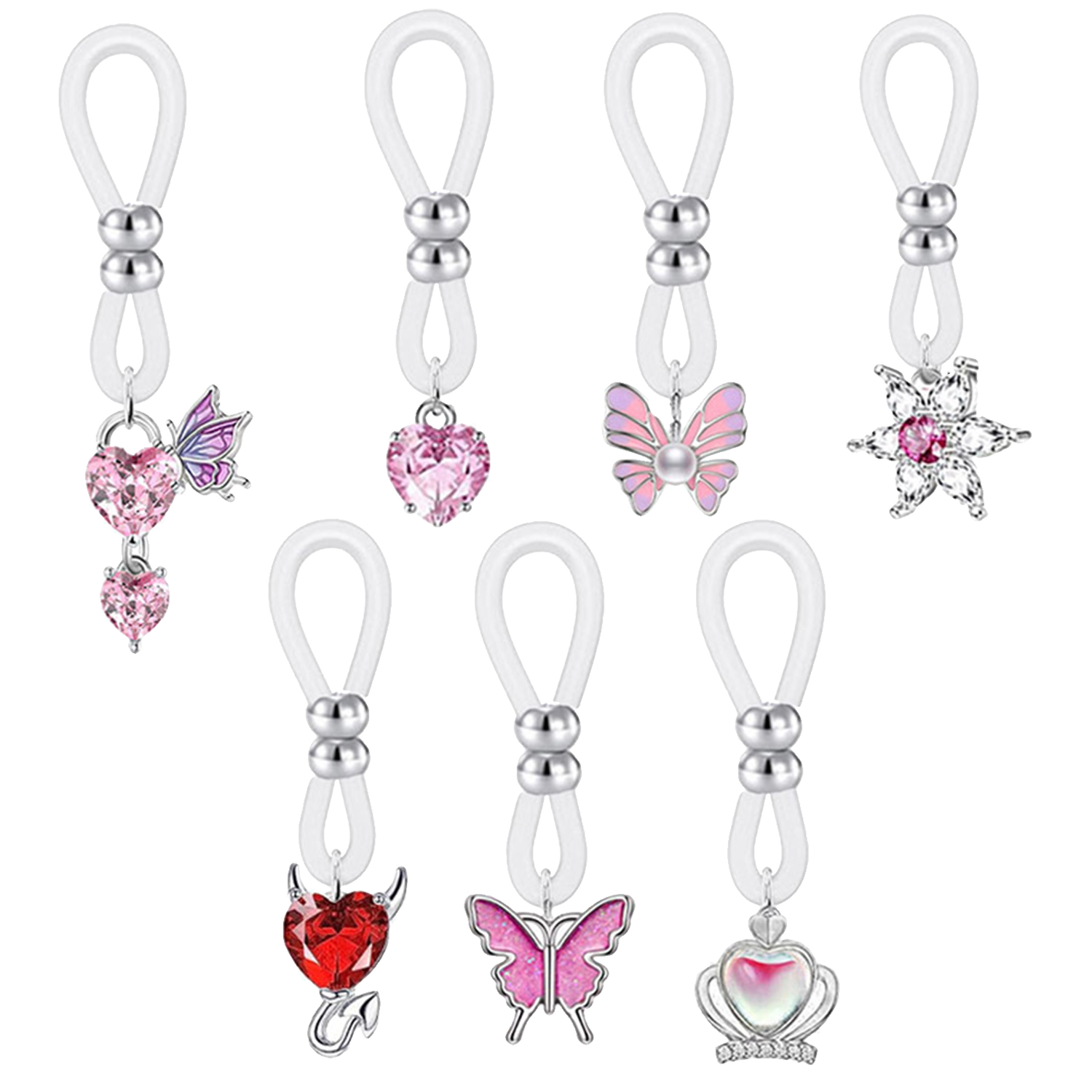 합금 실리콘 나비 하트 꽃 섹시한 젖꼭지 반지 지르코니 - Body Jewelry Nipple Rings 리뷰 및 가격