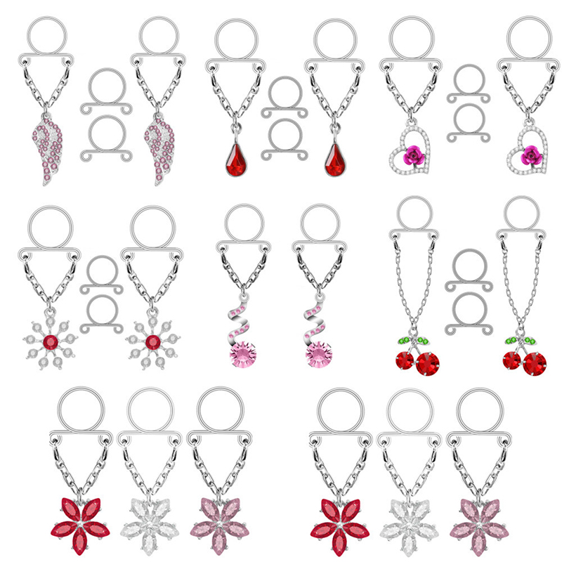 새로운 1쌍 섹시한 태슬 크리스탈 나비 펜던트 가짜 니 - Body Jewelry Nipple Rings 리뷰 및 가격