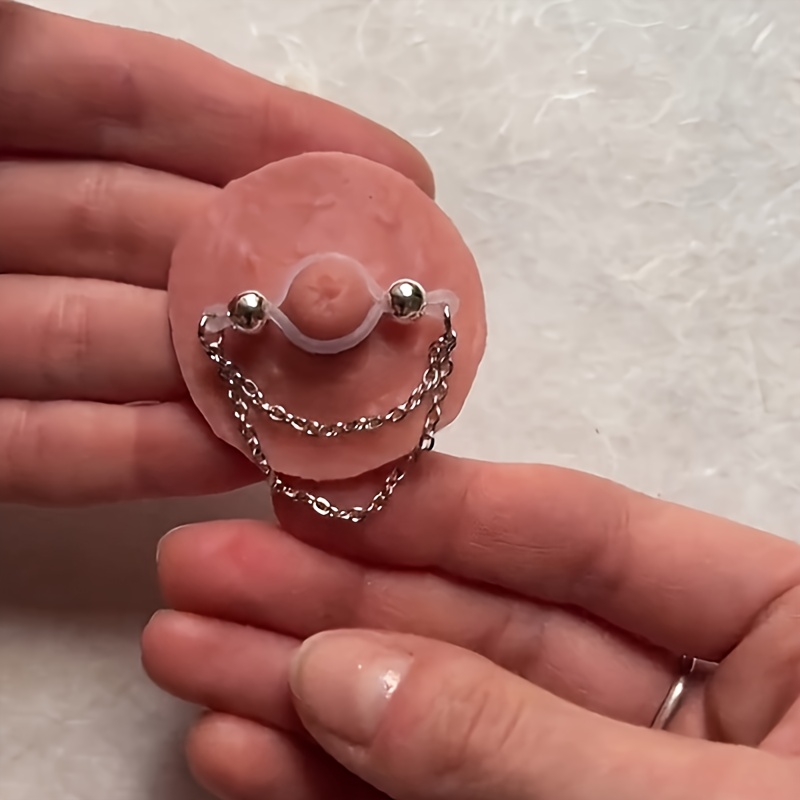 조절 가능한 가짜 유두 링 1쌍 - 반짝이는 장식이 있 - Body Jewelry Nipple Rings 리뷰 및 가격