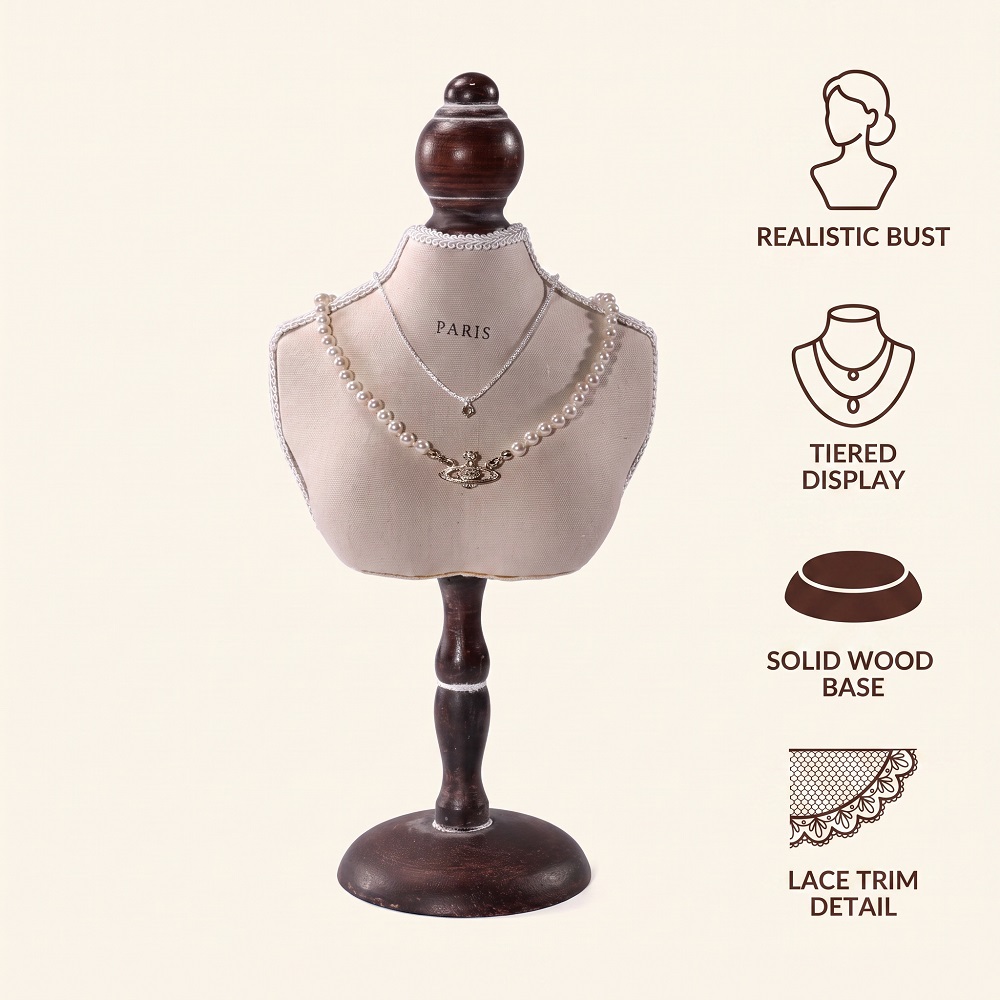 빈티지 나무 목걸이 디스플레이 마네킹 스탠드 레이스 트 - Body Jewelry Holder 리뷰 및 가격