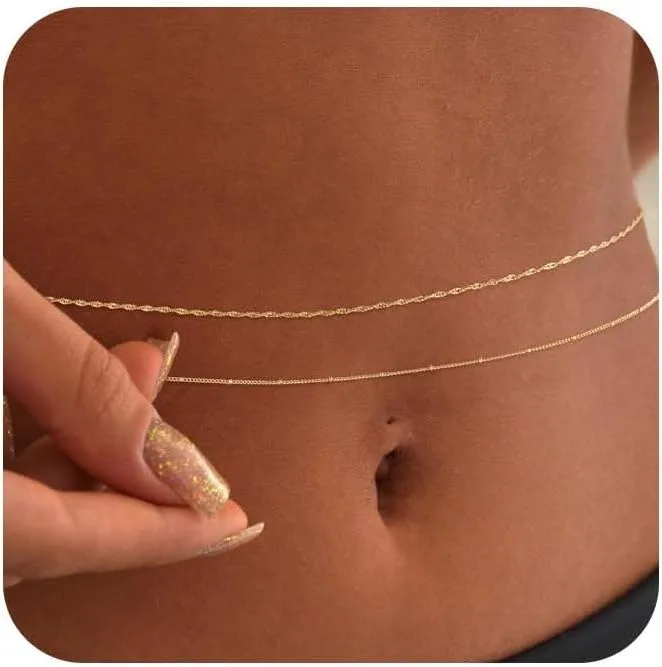 14k 금도금 26-33인치 조절 가능한 허리 비즈 체 - Body Jewelry Gold Plated 리뷰 및 가격