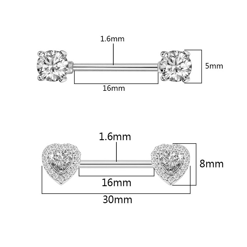 패션 고품질 지르콘 젖꼭지 피어싱 섹시한 바, 316L - Body Jewelry Nipple Rings 리뷰 및 가격